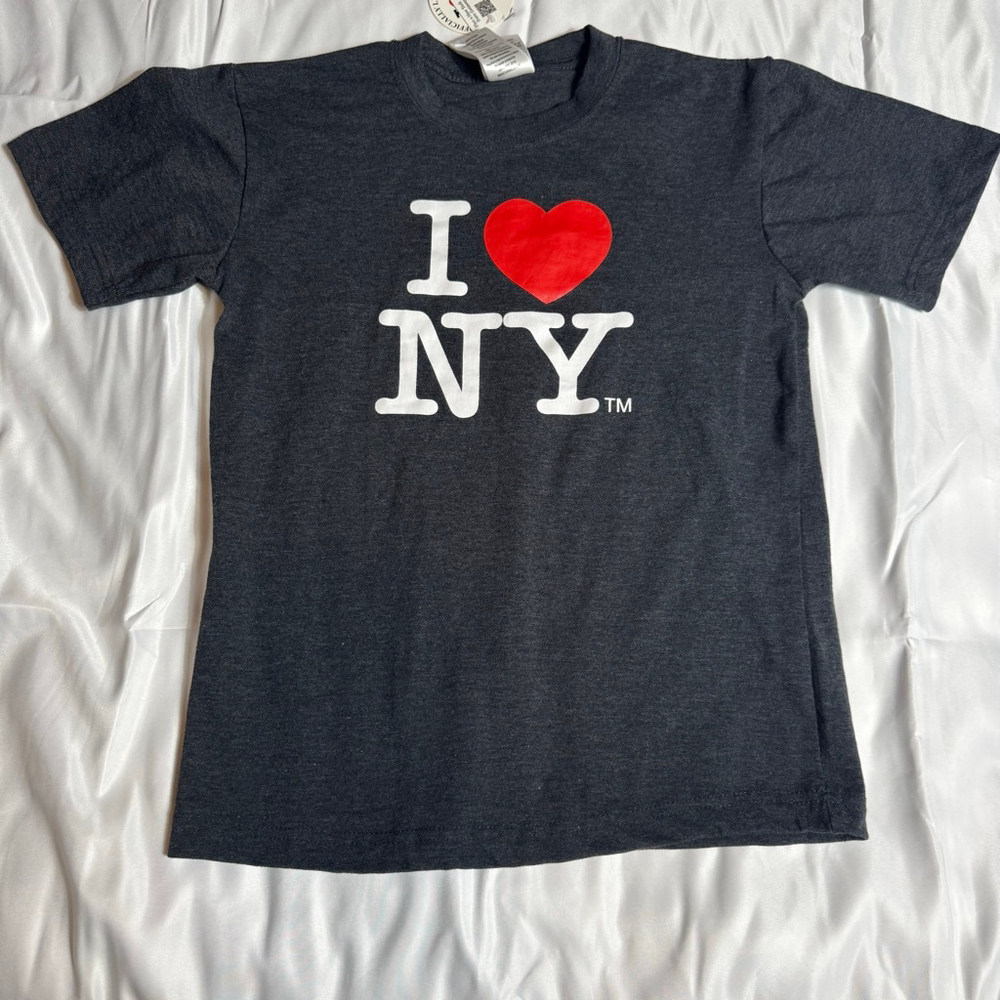 Juniors I Love NY Gray Red Short Sleeve Tee Size 10